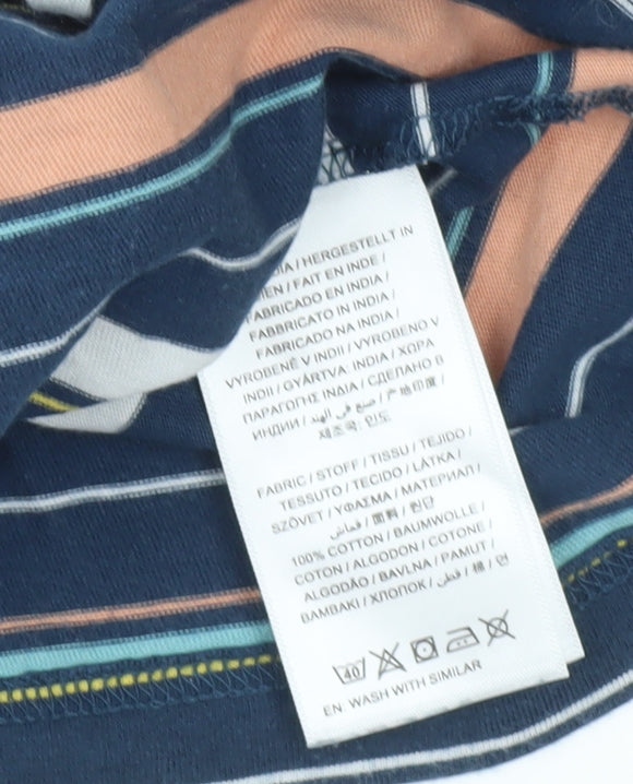 GANT Men's Multicoloured Striped Cotton Crew Neck T-Shirt Size L