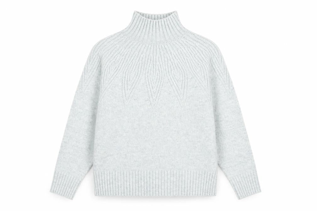 Marks and Spencer Womens Green M Mock Neck Cable Knit Jumper
