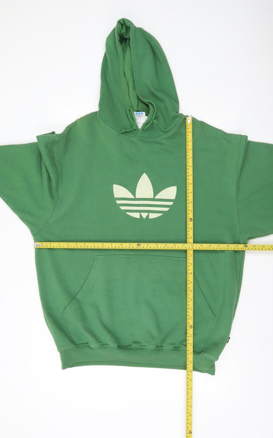 Adidas Mens Green Pullover Hoodie L Trefoil Logo Sportswear
