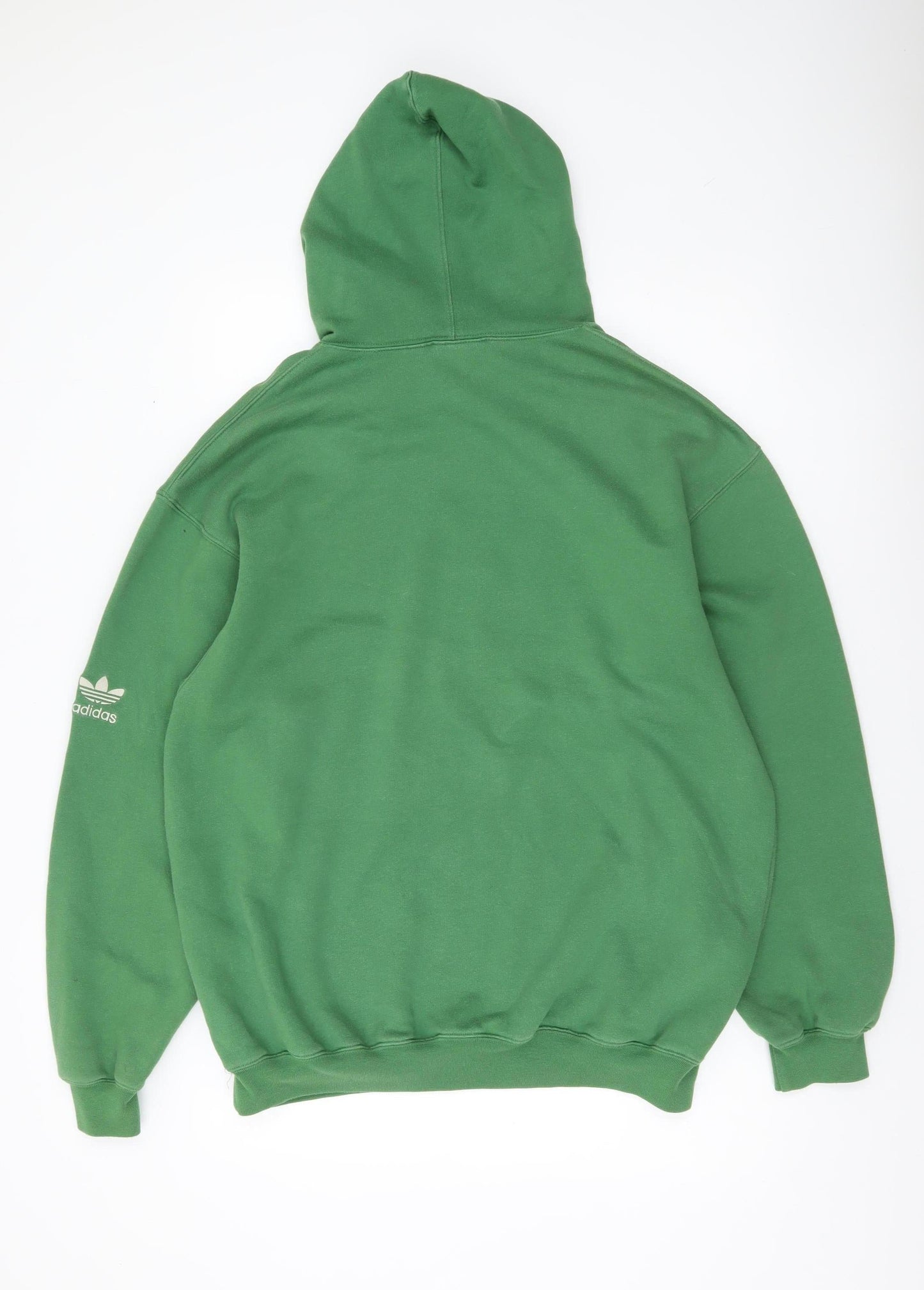 Adidas Mens Green Pullover Hoodie L Trefoil Logo Sportswear