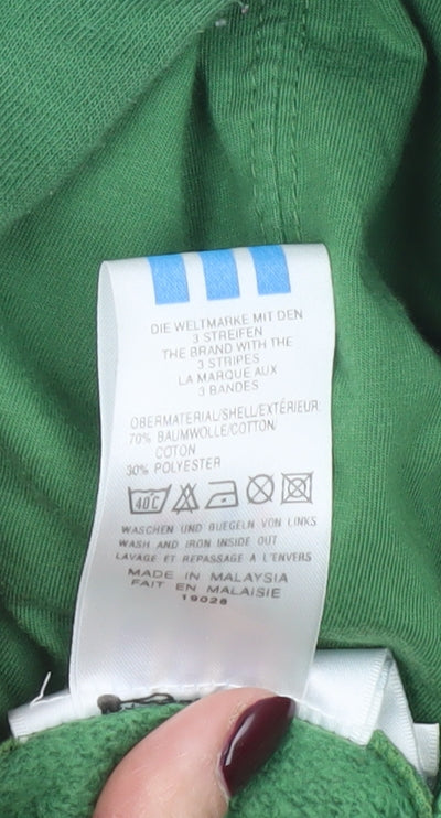 Adidas Mens Green Pullover Hoodie L Trefoil Logo Sportswear