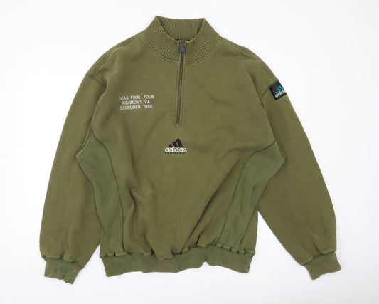 Adidas Men’s Green XL 1/4 Zip Sweatshirt Mock Neck Vintage 90s Sports