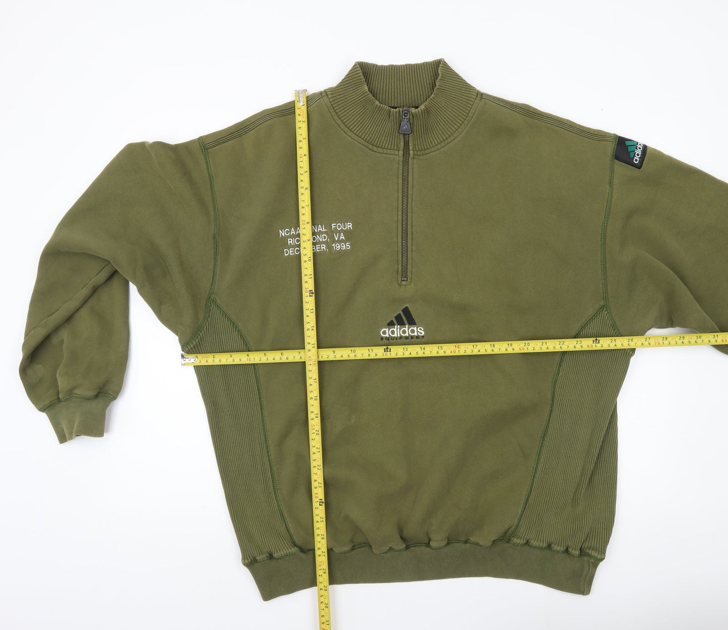 Adidas Men’s Green XL 1/4 Zip Sweatshirt Mock Neck Vintage 90s Sports