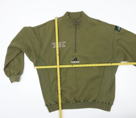 Adidas Men’s Green XL 1/4 Zip Sweatshirt Mock Neck Vintage 90s Sports