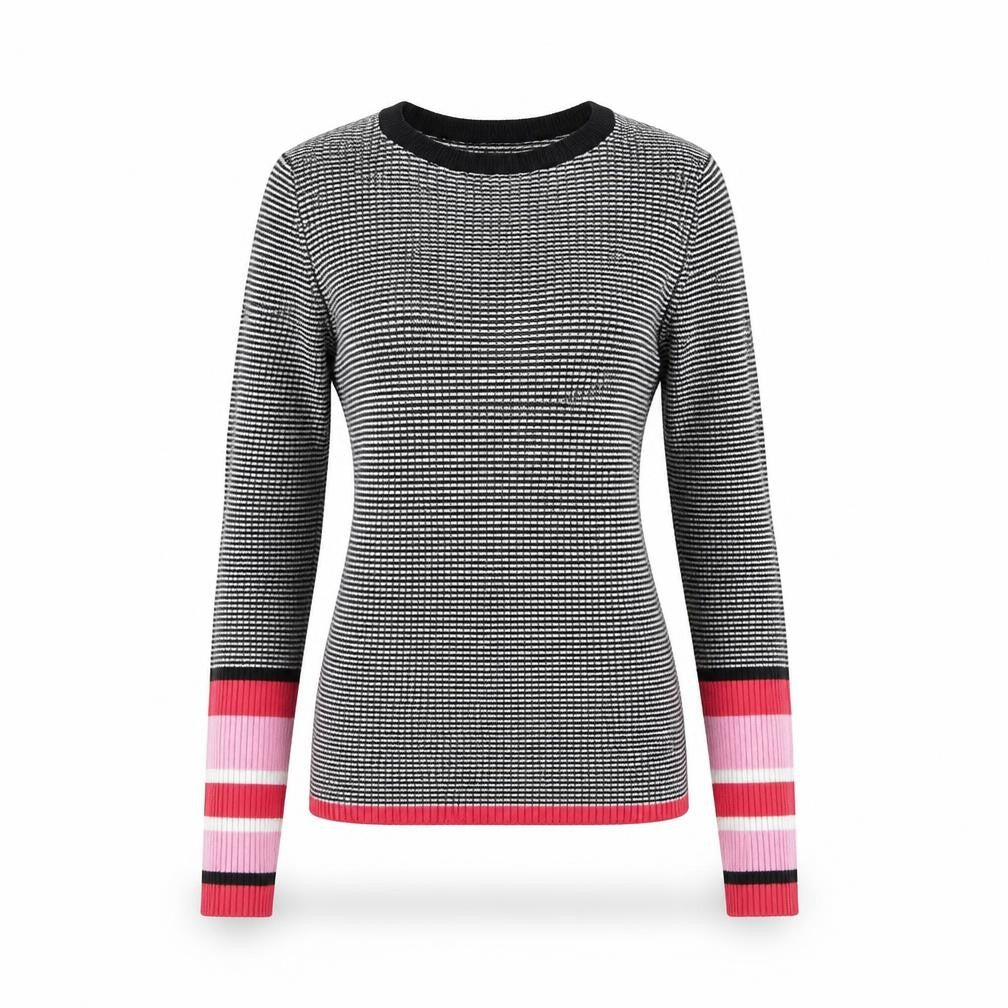 ONLY Womens Black Striped Slim Fit Knit Jumper Size S