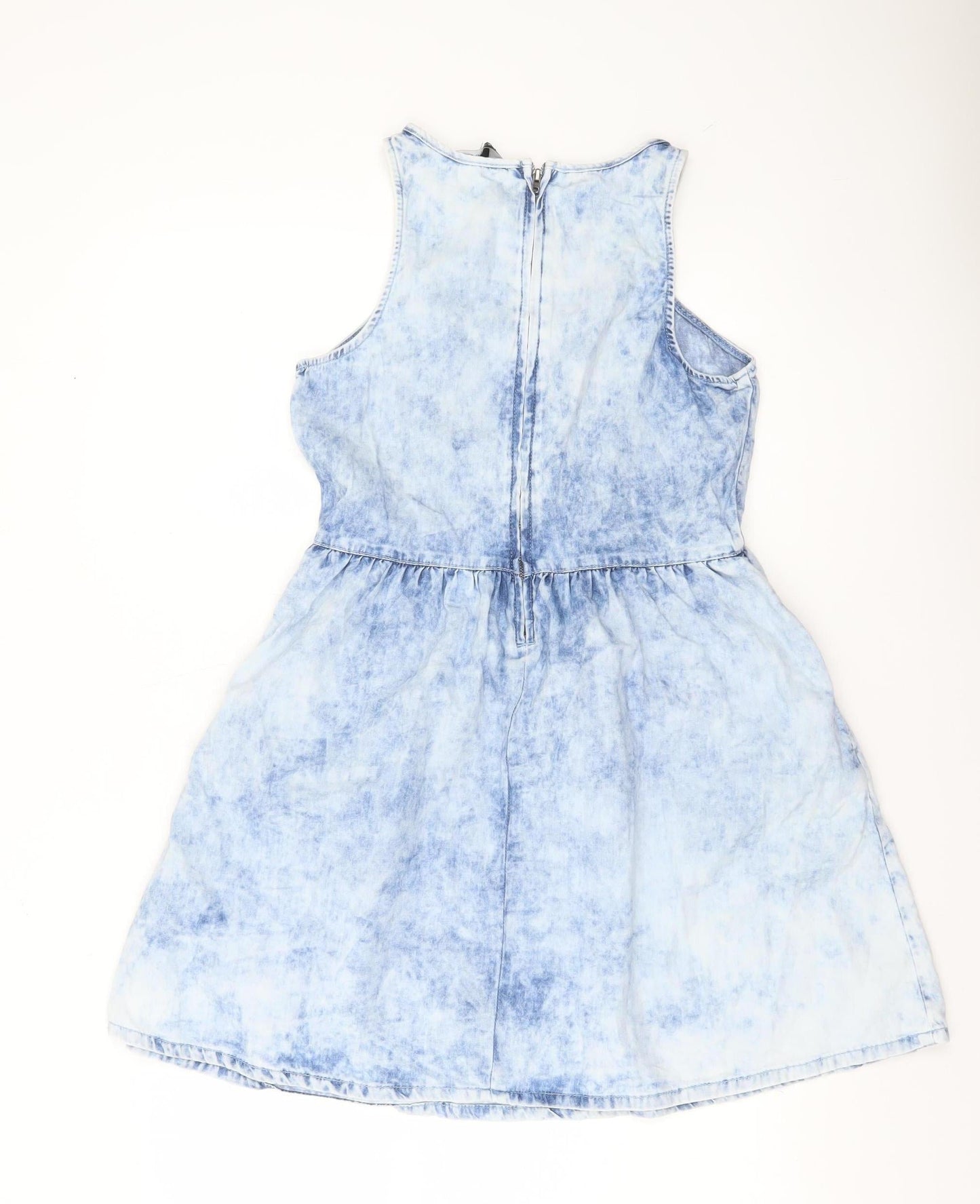 New Look Women’s Blue Tie Dye Cotton Skater Dress Size 12