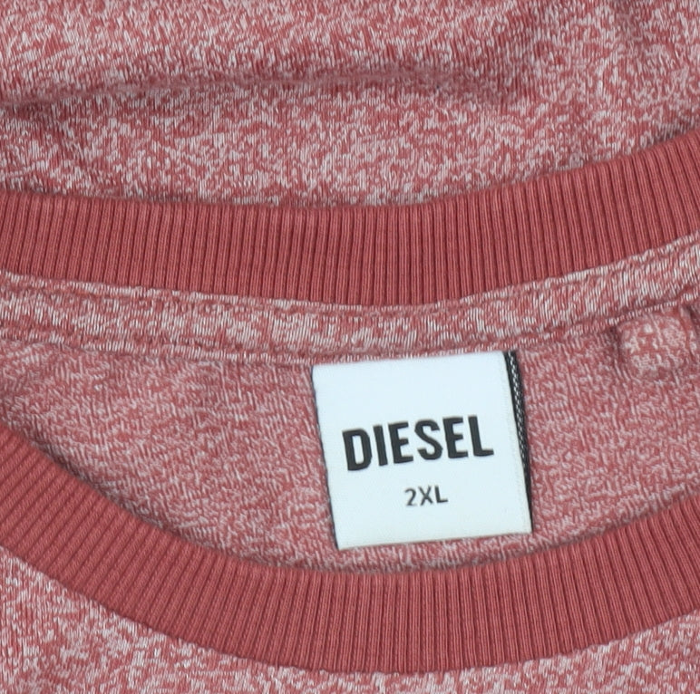 Diesel Mens 2XL Red Crew Neck Short Sleeve Cotton Blend T-Shirt