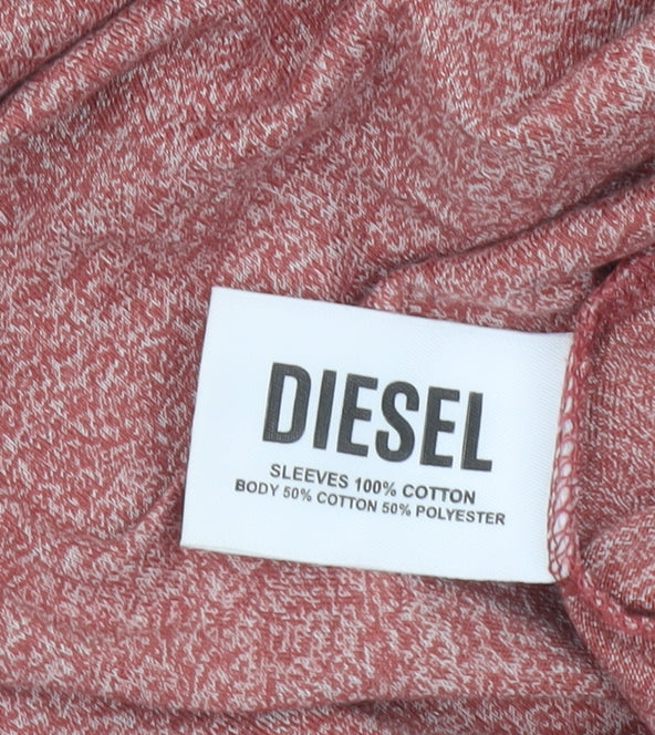 Diesel Mens 2XL Red Crew Neck Short Sleeve Cotton Blend T-Shirt