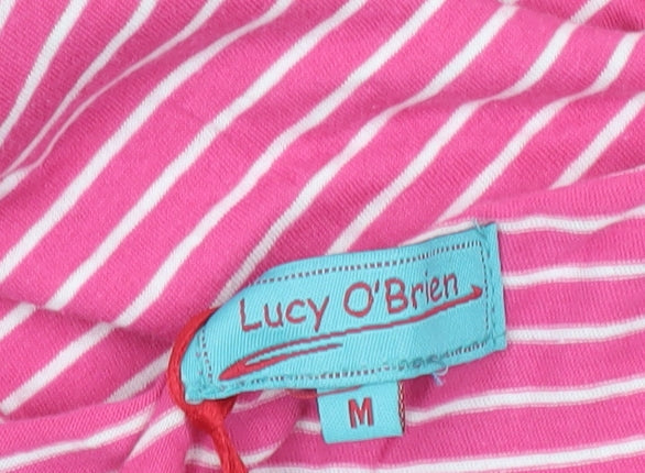 Lucy O'Brien Womens Pink Striped Cotton Relaxed T-Shirt Size M