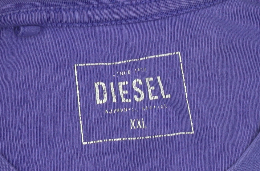 Diesel Men's Purple 2XL Crew Neck Cotton Jersey T-Shirt
