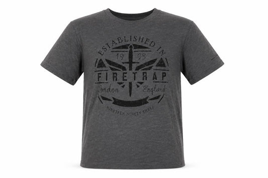 Firetrap Boys Grey Logo Graphic T-Shirt 9-10Y Short Sleeve Casual