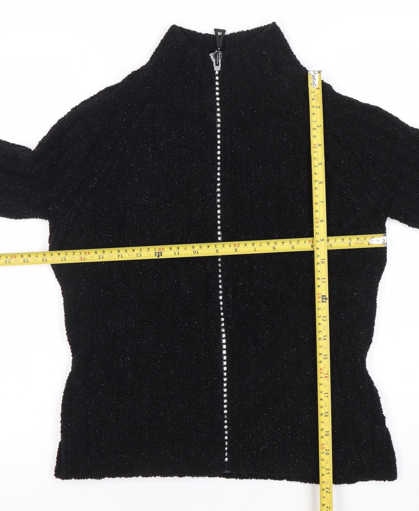 Roman Originals Women Black S Zip Up High Neck Knit Cardigan Jumper