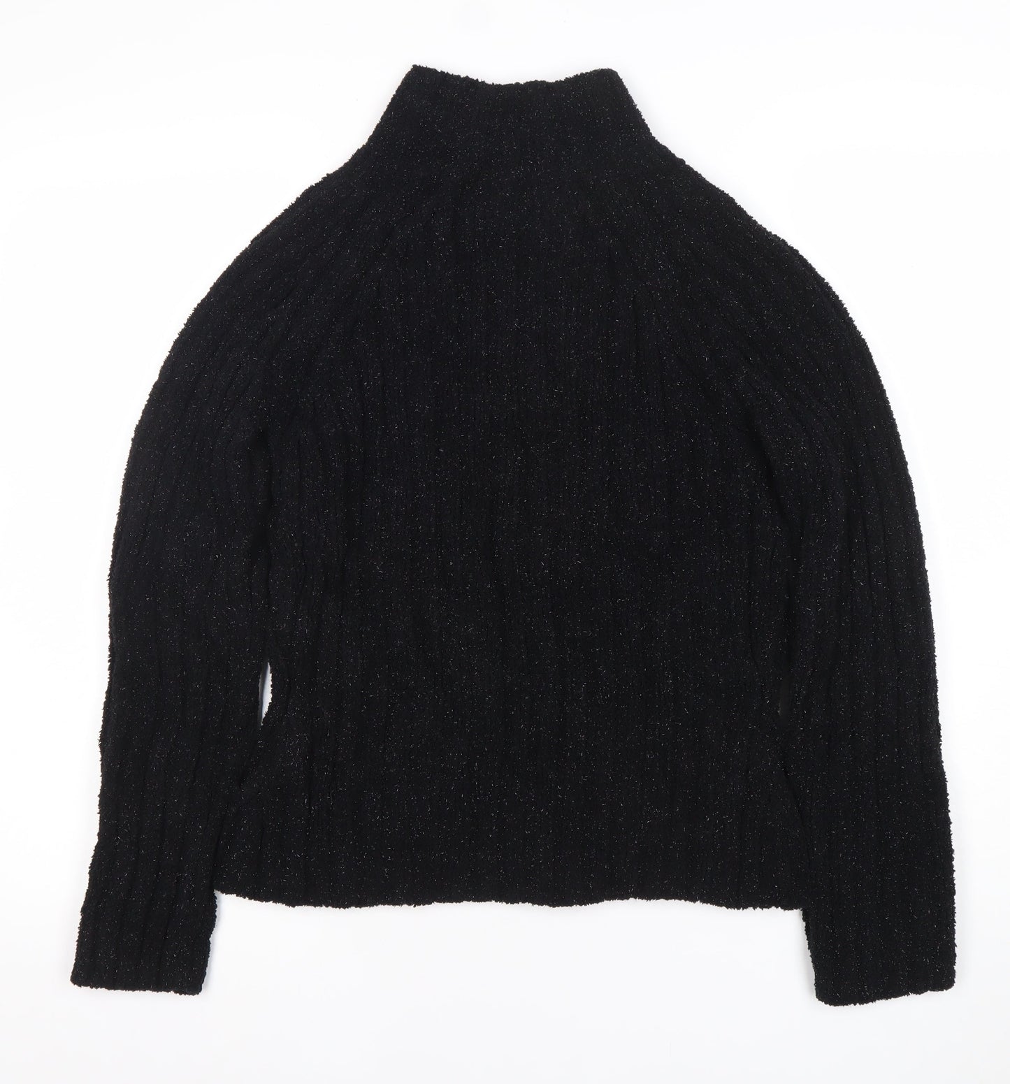 Roman Originals Women Black S Zip Up High Neck Knit Cardigan Jumper