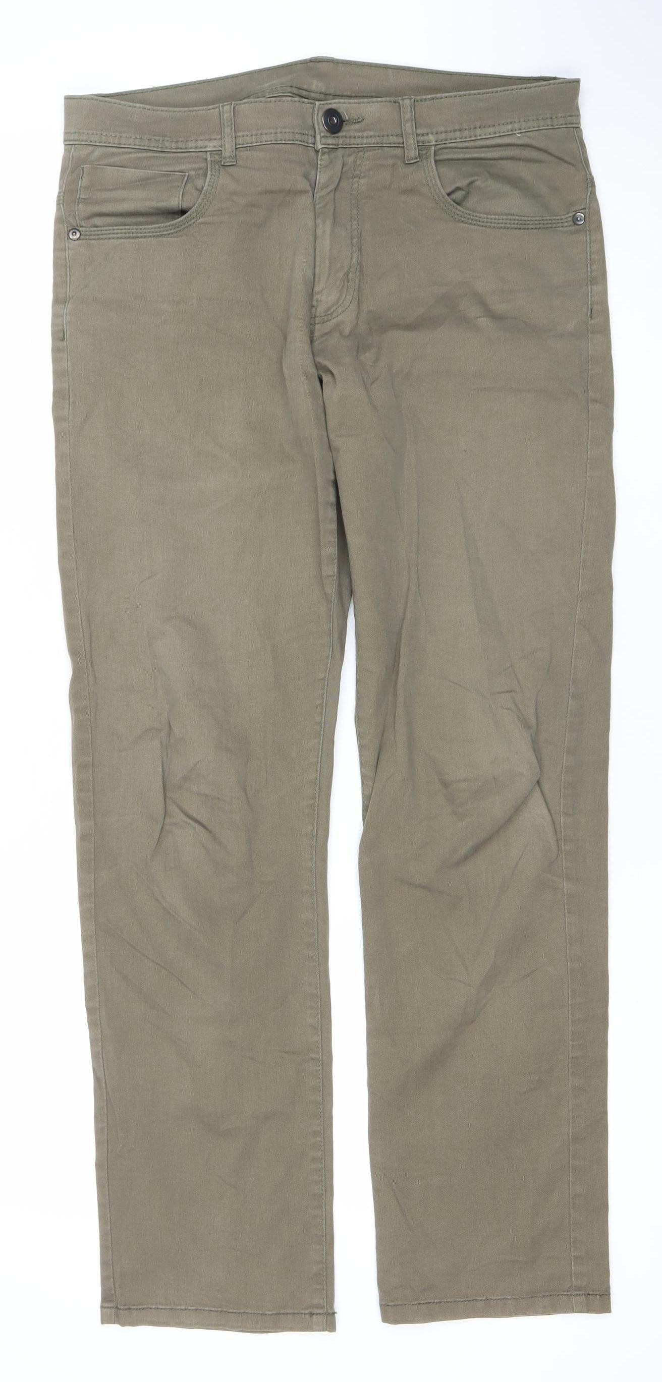 Dunnes Stores Men’s Green Straight Jeans Size 32W 32L Regular Fit