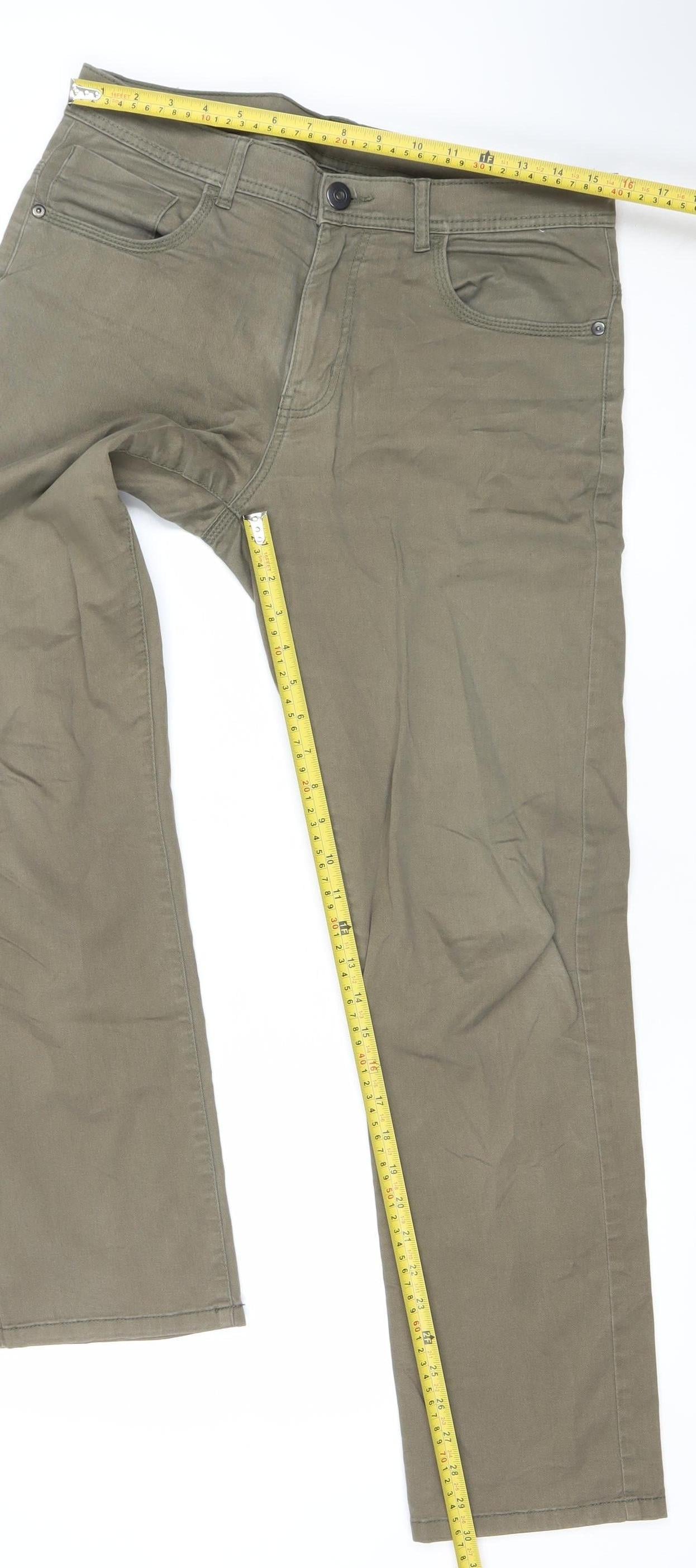 Dunnes Stores Men’s Green Straight Jeans Size 32W 32L Regular Fit
