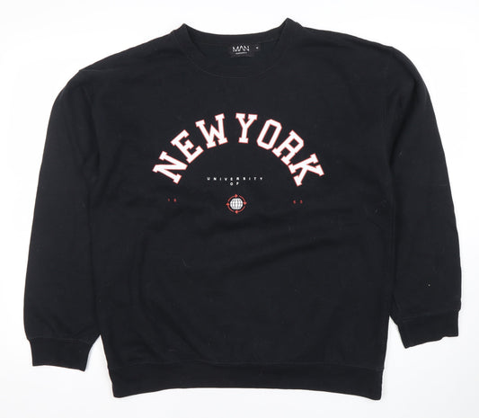boohooMAN Men’s Black Graphic Print New York Sweatshirt Size M