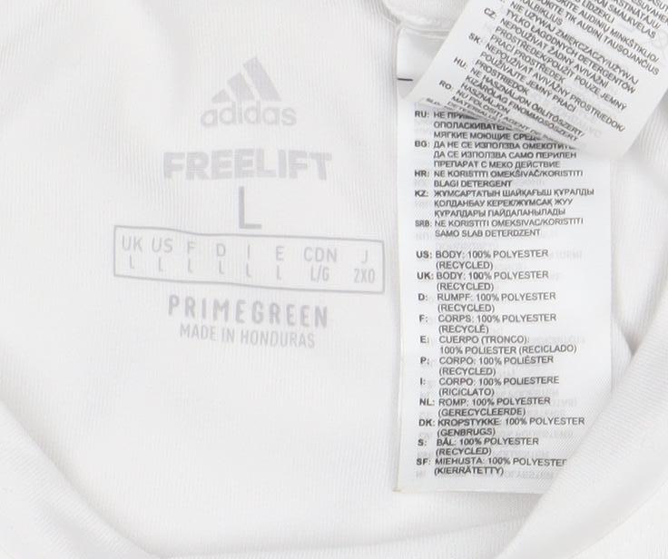 Adidas Mens White Activewear T-Shirt L Regular Fit Sports Top