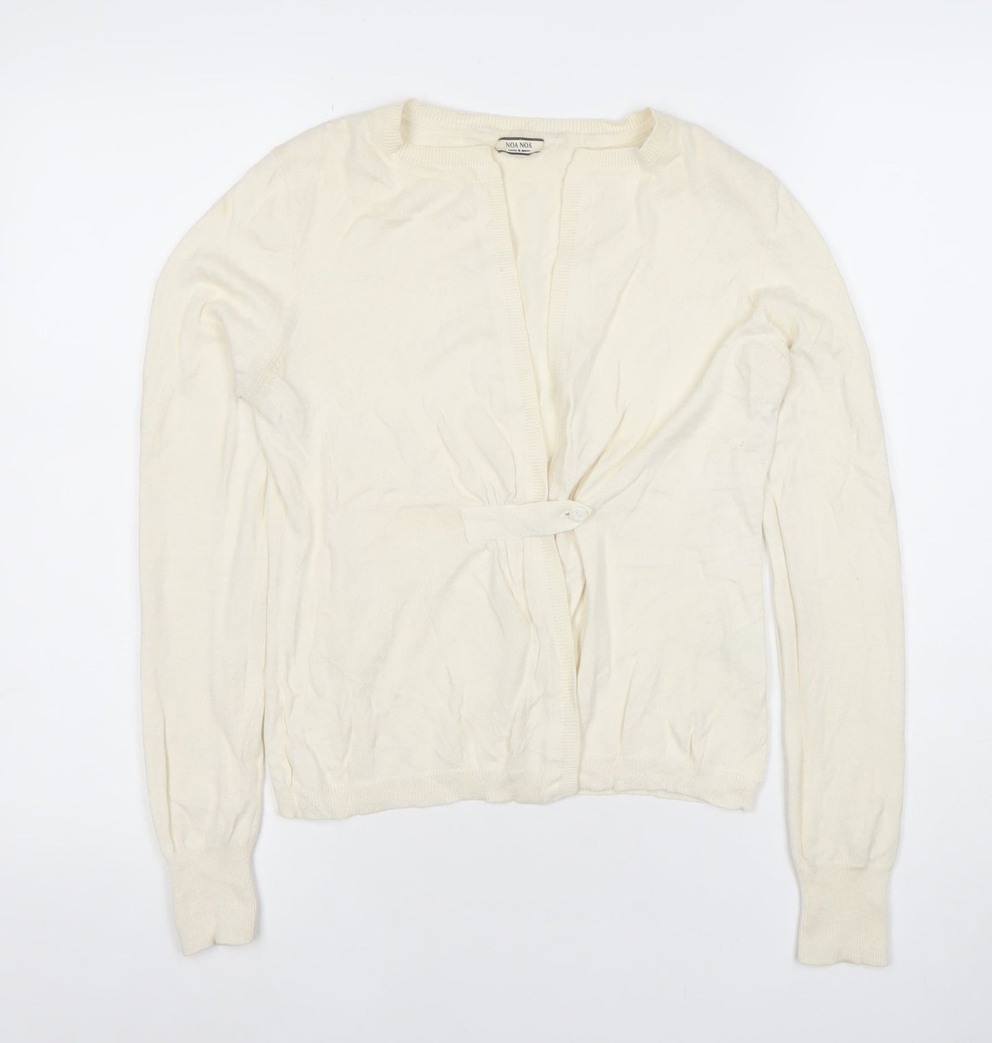 Noa Noa Women Ivory Cotton Long Sleeve Cardigan S