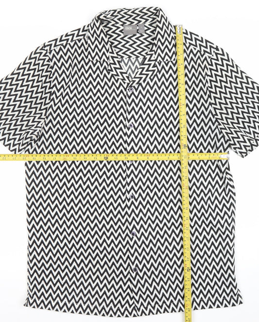 ASOS Unisex Black White Geometric Button-Up Shirt Size M