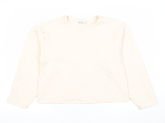 Gallery Women Ivory Long Sleeve Pullover Sweatshirt Medium