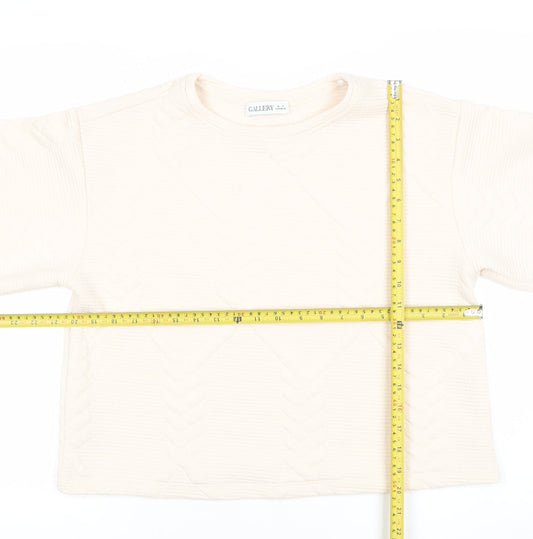Gallery Women Ivory Long Sleeve Pullover Sweatshirt Medium
