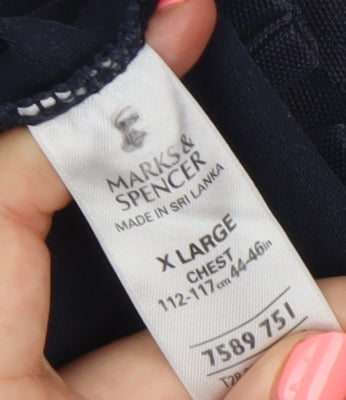 Marks and Spencer Men’s Blue Polo Shirt XL Cotton Stretch