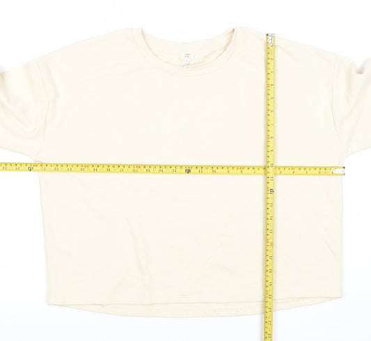River Island Unisex Adults Beige Sweatshirt M Cotton Casual Crew Neck