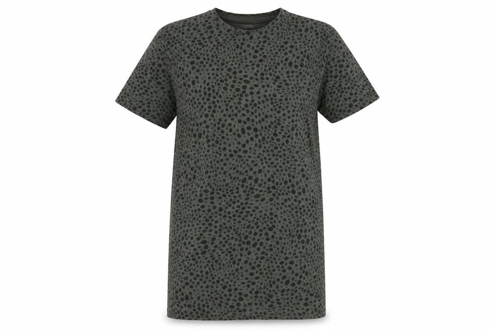 Front view of ASOS Women’s Green Animal Print UK 4 T-Shirt Dress Casual Summer