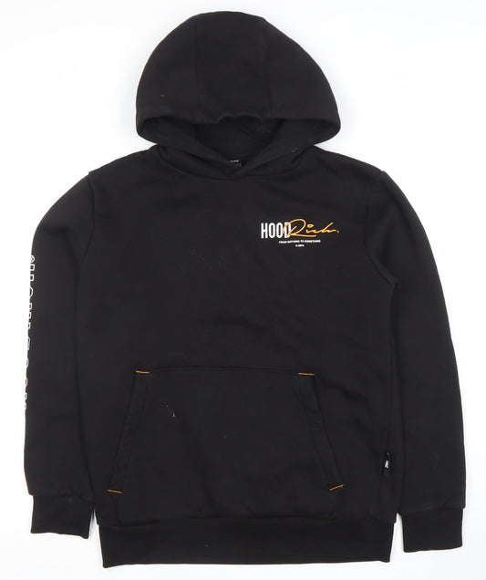 Hoodrich Men’s Black Pullover Hoodie XS Graphic Logo Fleece Streetwear