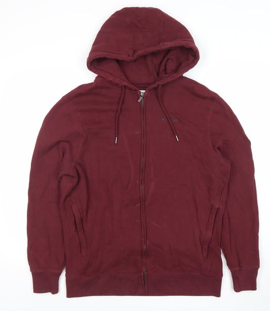 Firetrap Men's Red Full Zip Hoodie Size L Cotton Casual