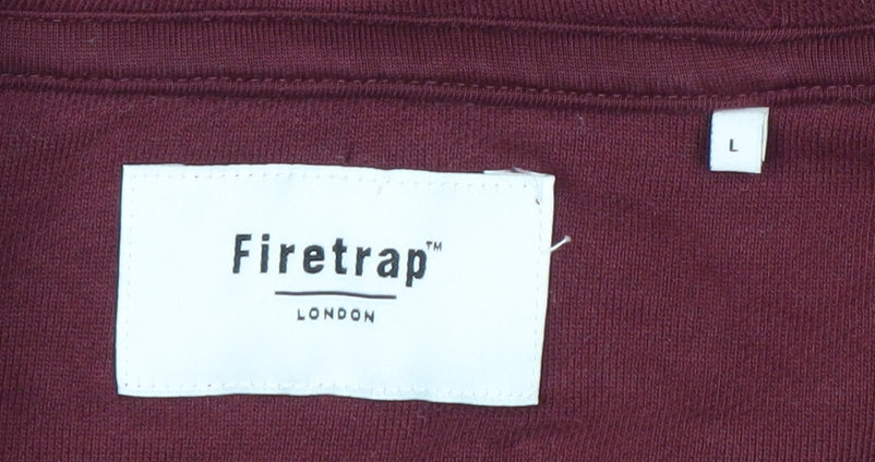 Firetrap Men's Red Full Zip Hoodie Size L Cotton Casual