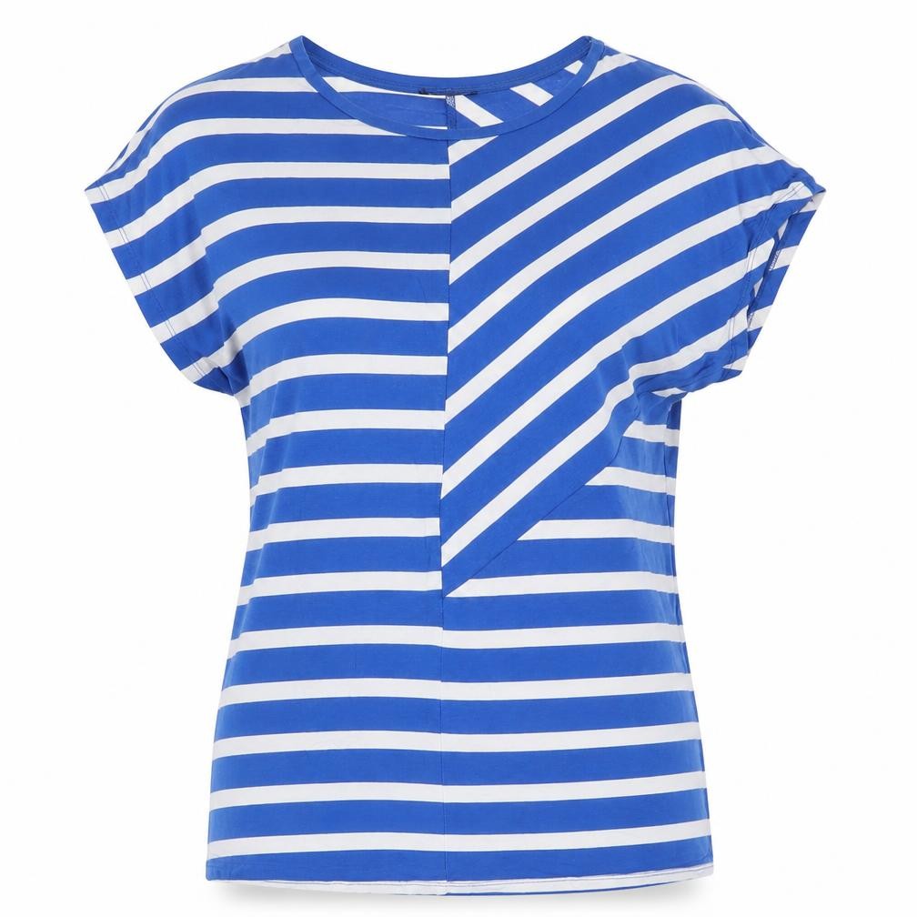 Warehouse Women’s Blue Striped T-Shirt Size 10 Viscose Elastane