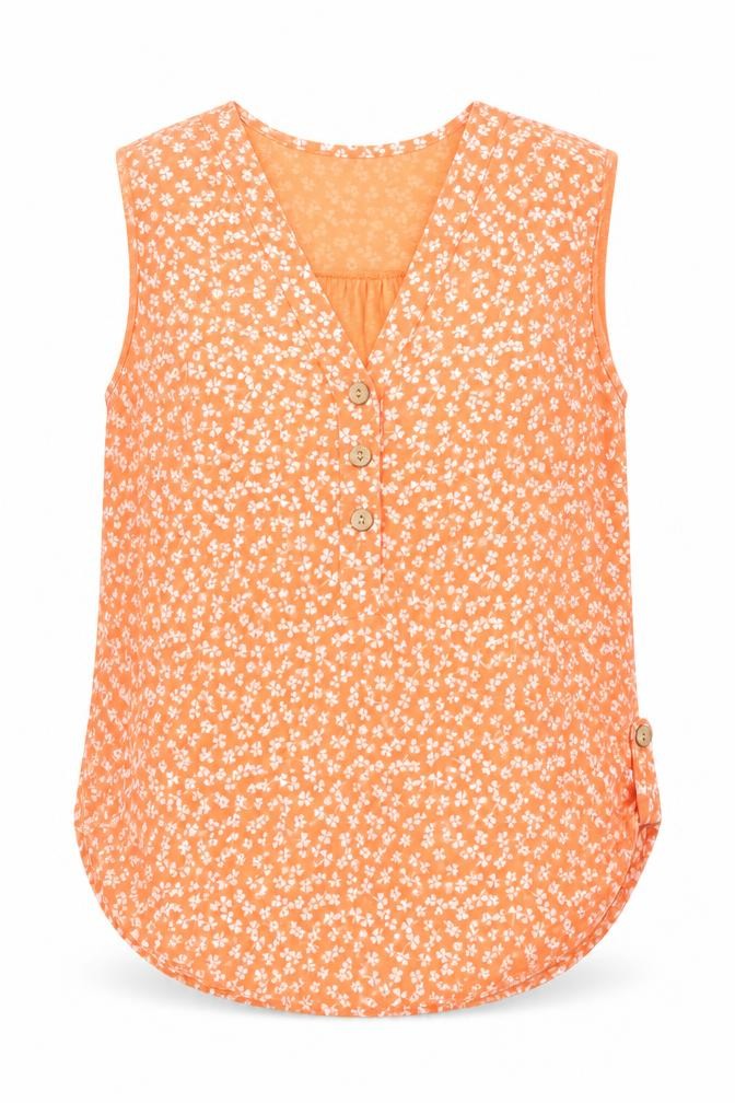 JB Fashion Womens Orange Floral Sleeveless Blouse Size 2