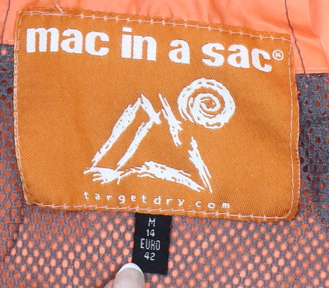 Mac in a Sac Womens Orange Size 14 Rain Coat Waterproof Jacket Lightweight