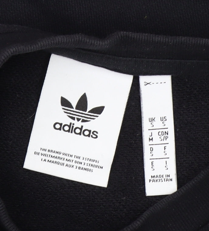 Adidas Mens Black Small Sweatshirt Pullover Crew Neck Logo Sportswear