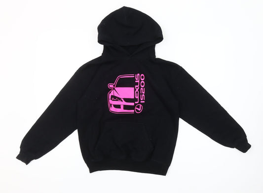 Gildan Girls Black Hoodie M Pullover Lexus IS200 Graphic Print Car Motif