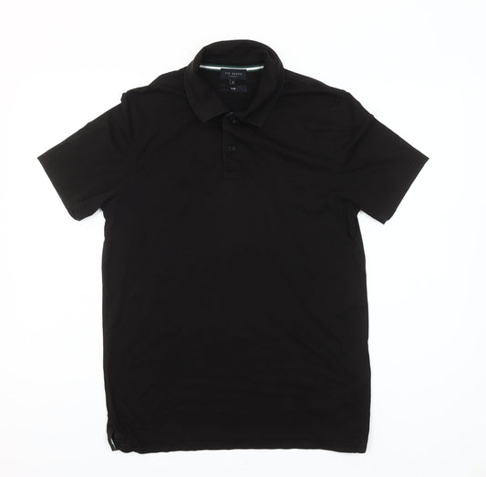 Ted Baker Men's Black Polo Shirt Slim Fit Size S Short Sleeve Cotton