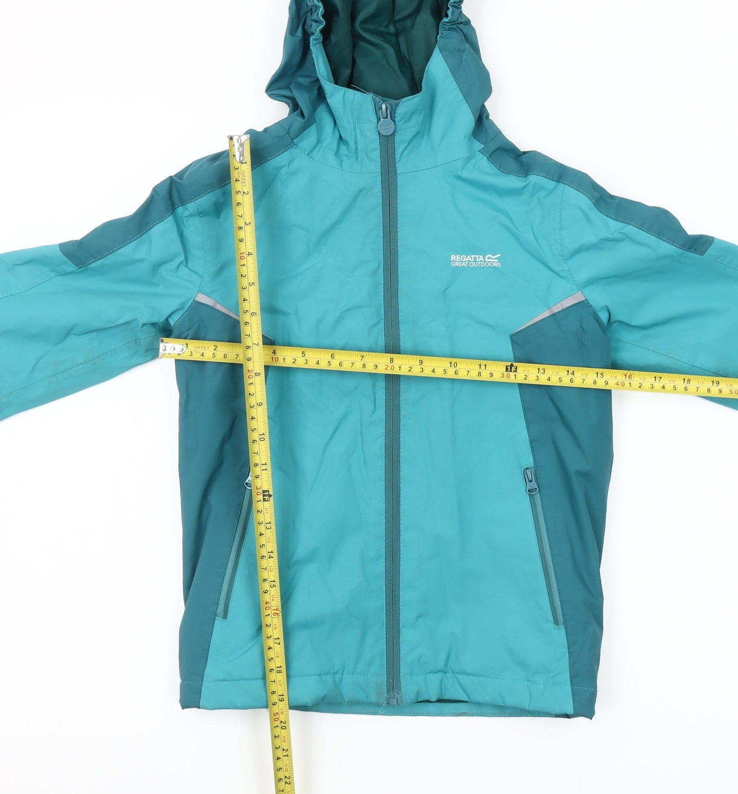 Regatta Girls Blue Waterproof Hooded Rain Coat Jacket 7-8 Years