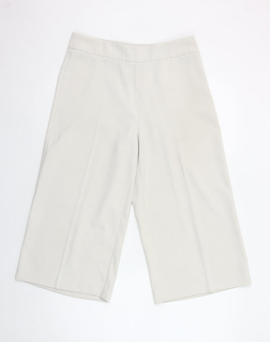 Part Two Women Beige Wide-Leg Cropped Trousers Size 10