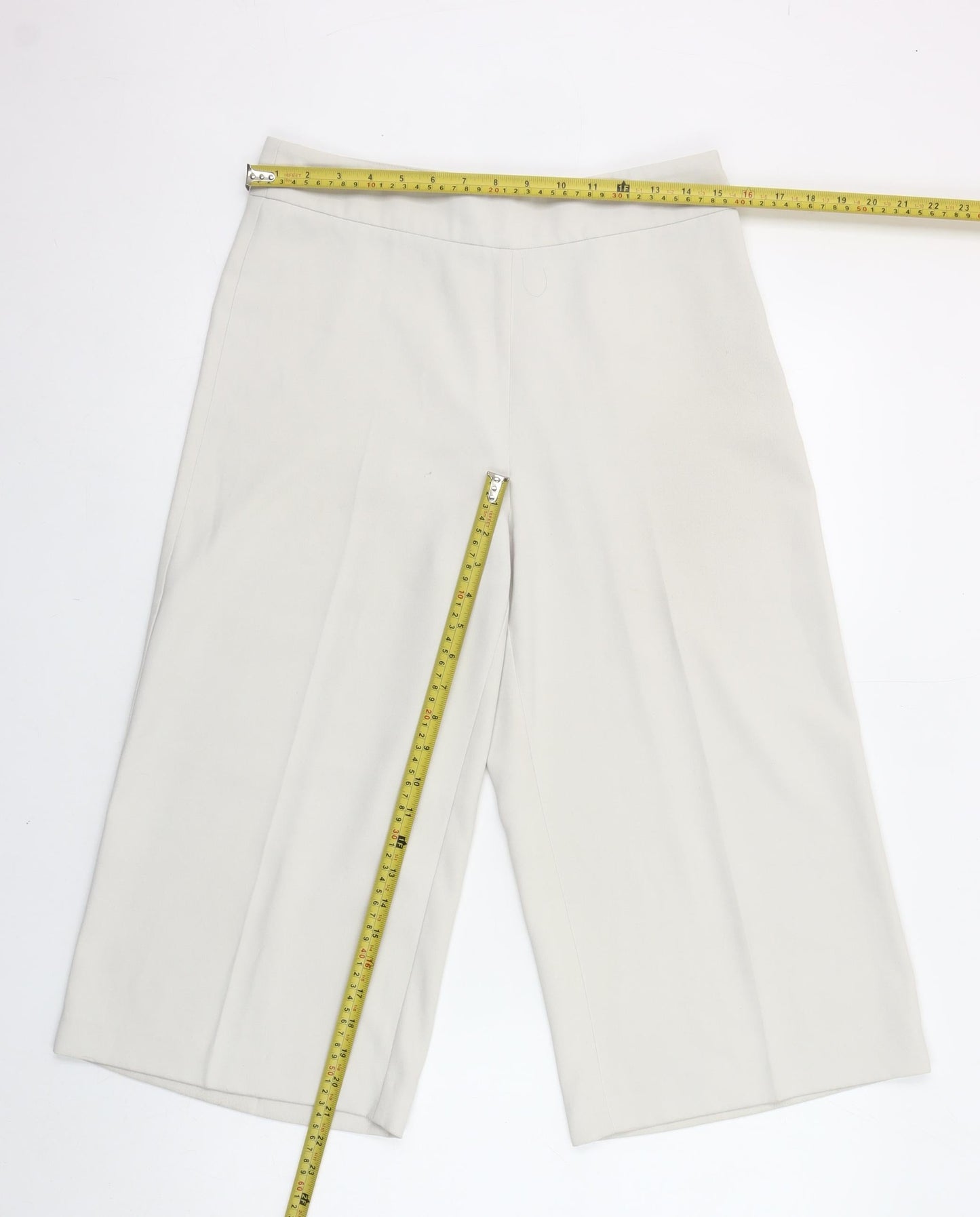 Part Two Women Beige Wide-Leg Cropped Trousers Size 10