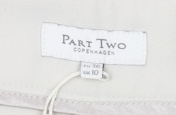 Part Two Women Beige Wide-Leg Cropped Trousers Size 10
