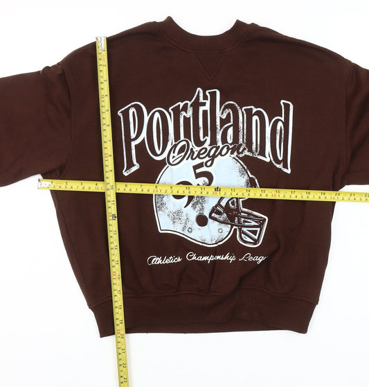 H&M Women’s Brown Portland Graphic Pullover Sweatshirt S