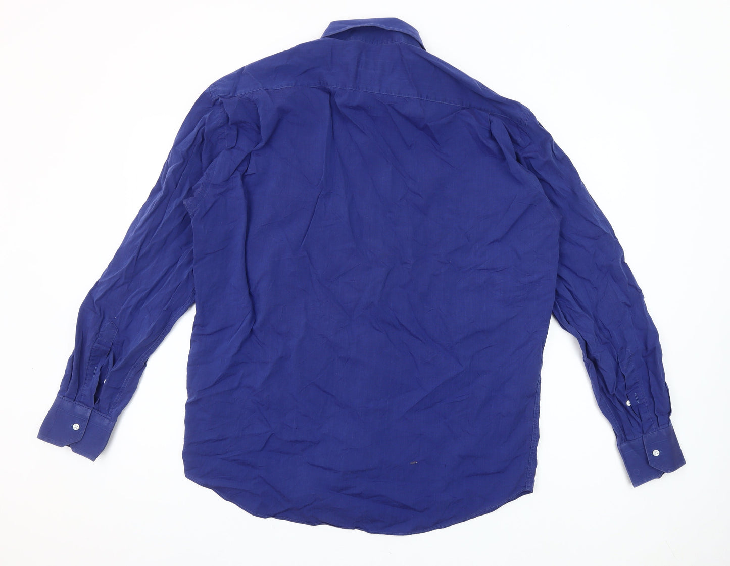 Canali Men's Blue Cotton Long Sleeve Button-Up Shirt Size 16 Regular