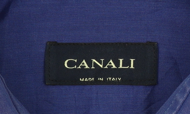 Canali Men's Blue Cotton Long Sleeve Button-Up Shirt Size 16 Regular