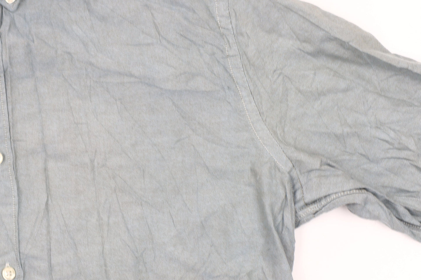 Zara Men's Grey Slim Fit Button-Up Long Sleeve Shirt M