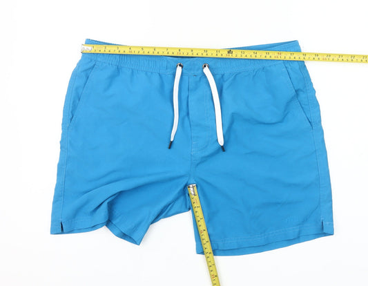 Firetrap Men Blue L Swim Shorts Elastic Waist Quick Dry
