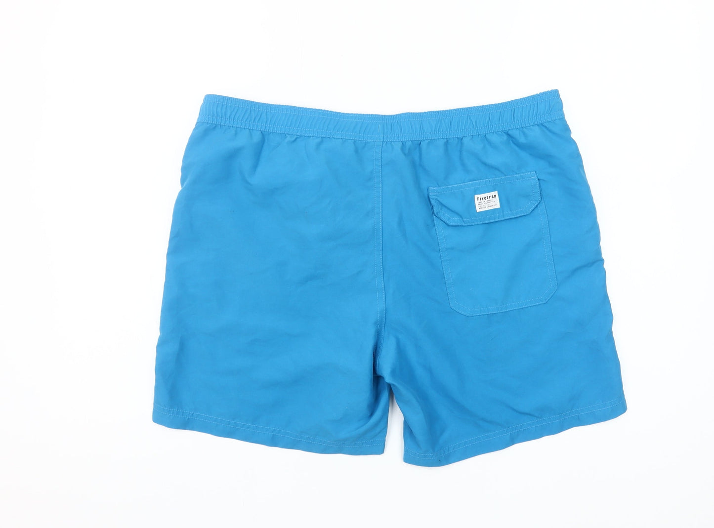 Firetrap Men Blue L Swim Shorts Elastic Waist Quick Dry