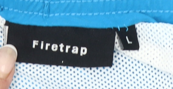 Firetrap Men Blue L Swim Shorts Elastic Waist Quick Dry