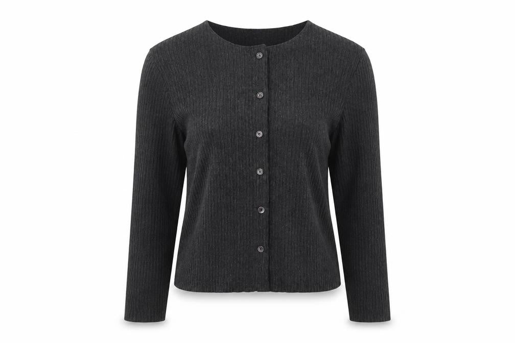 Savida Womens Grey Button-Up Top Size 12 Long Sleeve Knitwear
