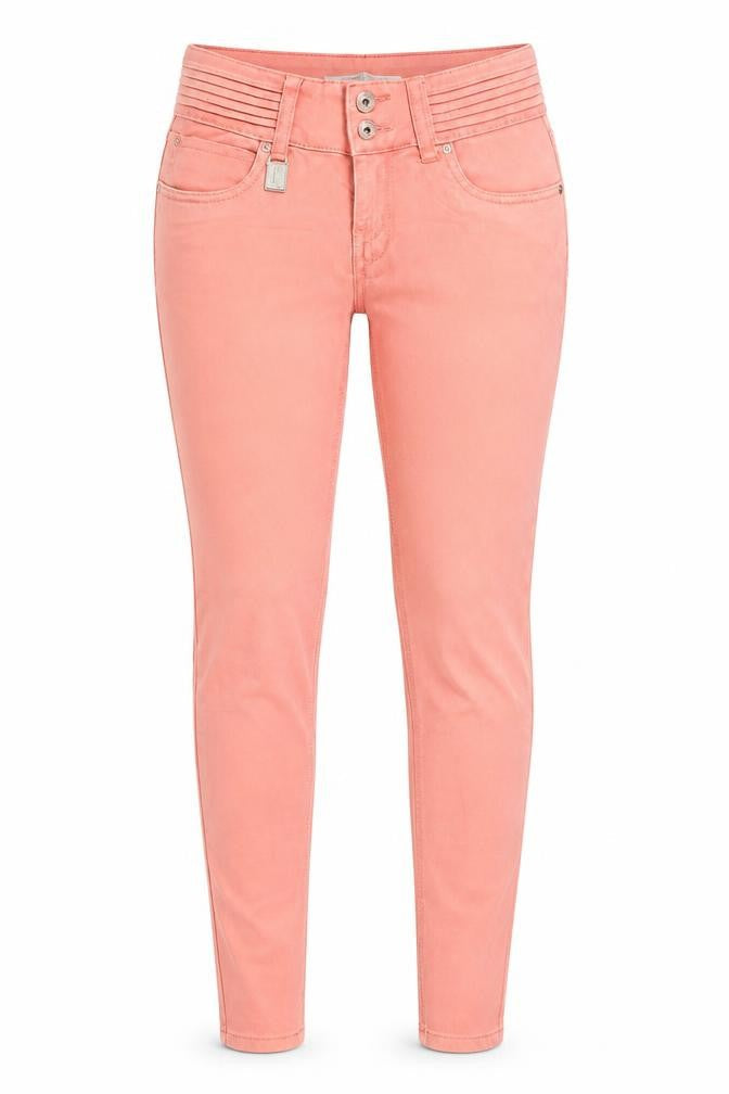 Front view of Toxik3 Women’s Pink Skinny Jeans, size UK 10 Slim, Fit Stretch Denim